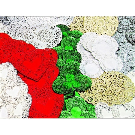 School Smart School Smart 085616 Paper Die-Cut Heart Lace Dolly; Assorted Color; 4 In. Pack - 100 85616